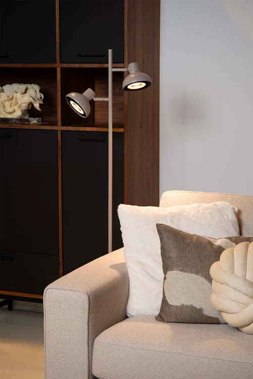 Lucide SENSAS - Lampadaire - 2xGU10 (ES111) - Crème - ambiance 1